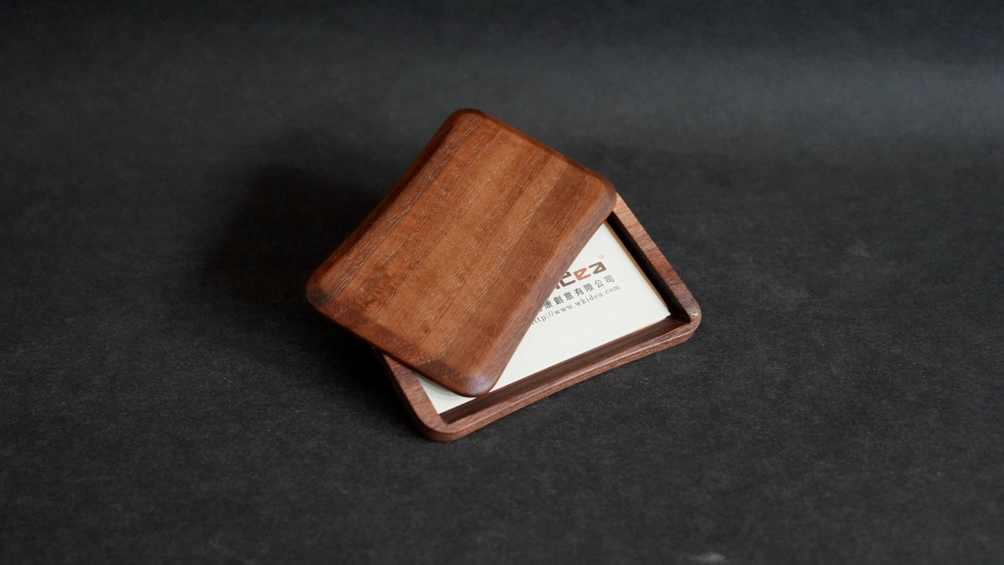 Side push slide type log business card box walnut