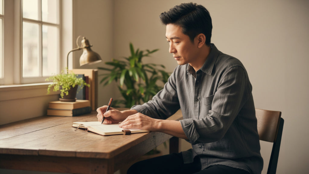 帷言立木鋼珠筆｜鐵刀木筆身・花梨瘤筆夾・桃花心木盒