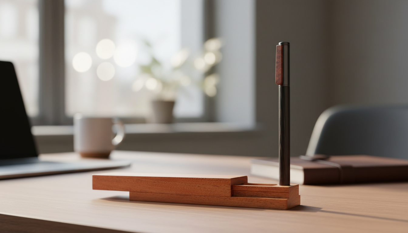 帷言立木鋼珠筆官網首頁海報 - 辦公環境景深版