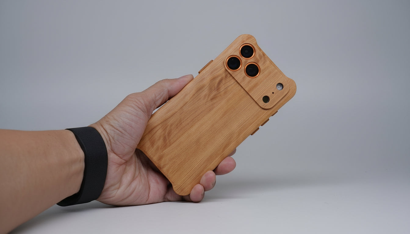 [Domestic Material] Taiwan Cypress iPhone 17 Series Wooden Keyboard Full Solid Wood Phone Case