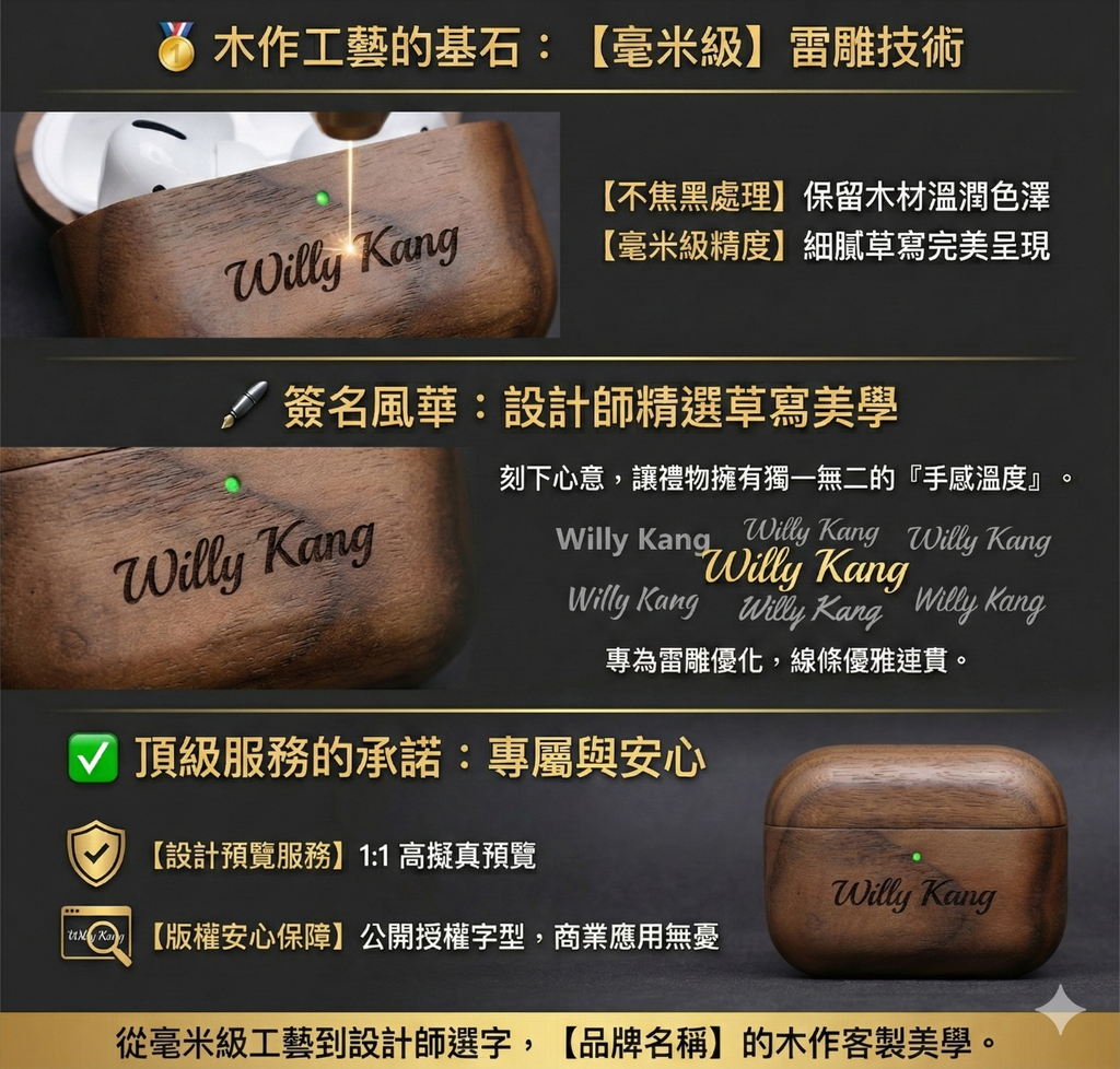 【進口材】AirPods系列 全實木保護殼 - 胡桃木