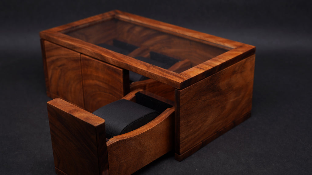 相思樹手錶收納盒 按壓自動彈出 + 玻璃蓋設計